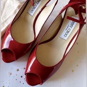 Jimmy Choo Red Leather SlingBack Heels